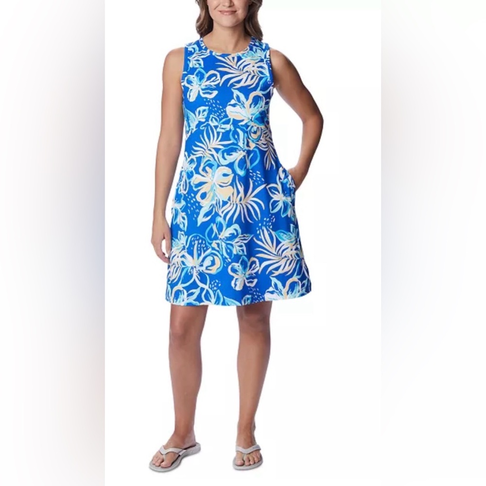 NWT Columbia UPF 50 Omni Shade Freezer Tank Dress Pockets Floral Size Medium